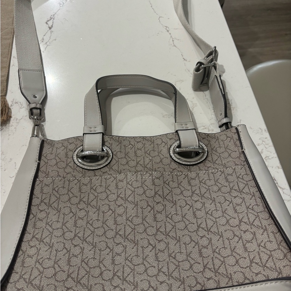 Calvin Klein Gray Monogram Shoulder Bag - Picture 2 of 4